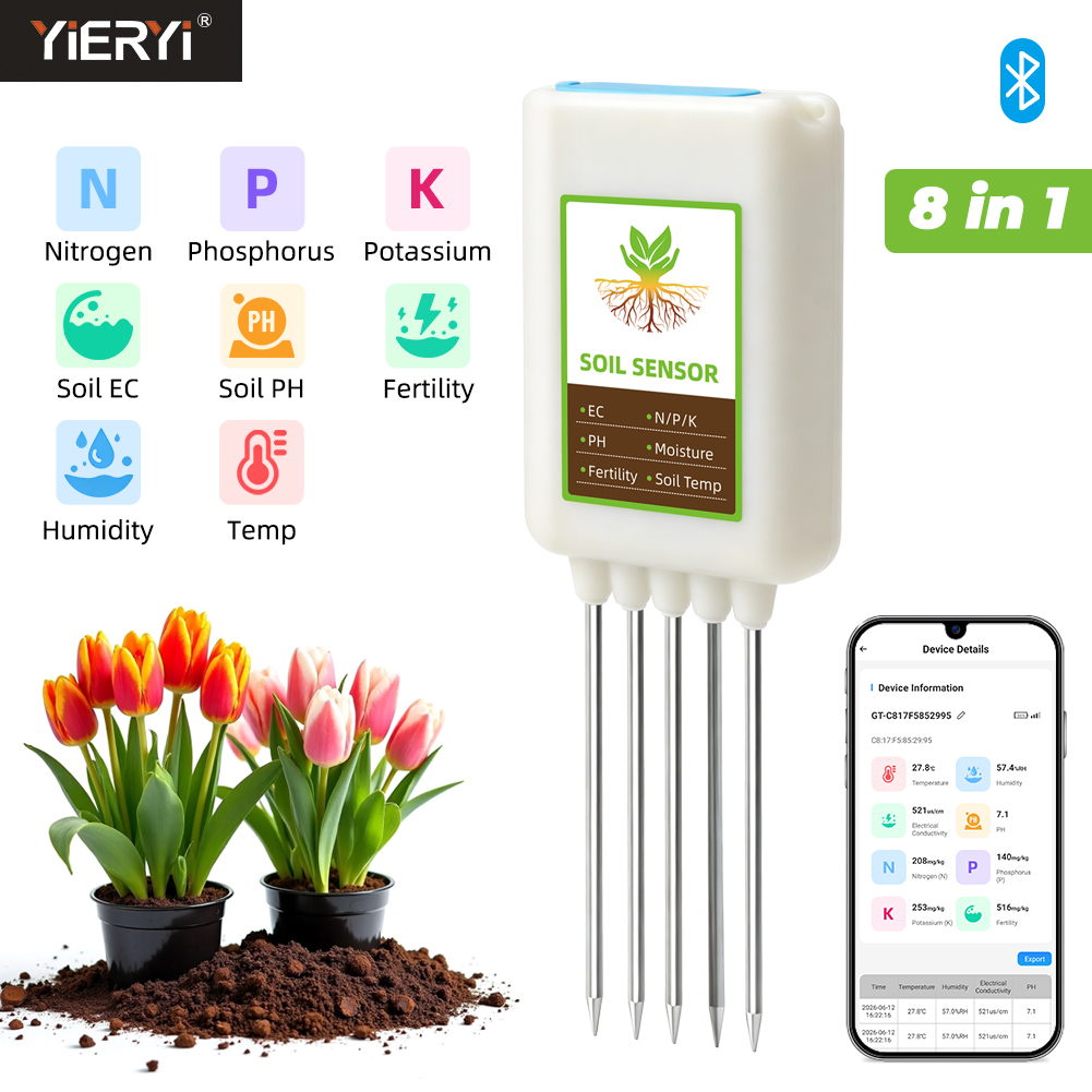 Soil Test Digital - Yieryi Bluetooth 8 in 1 Soil