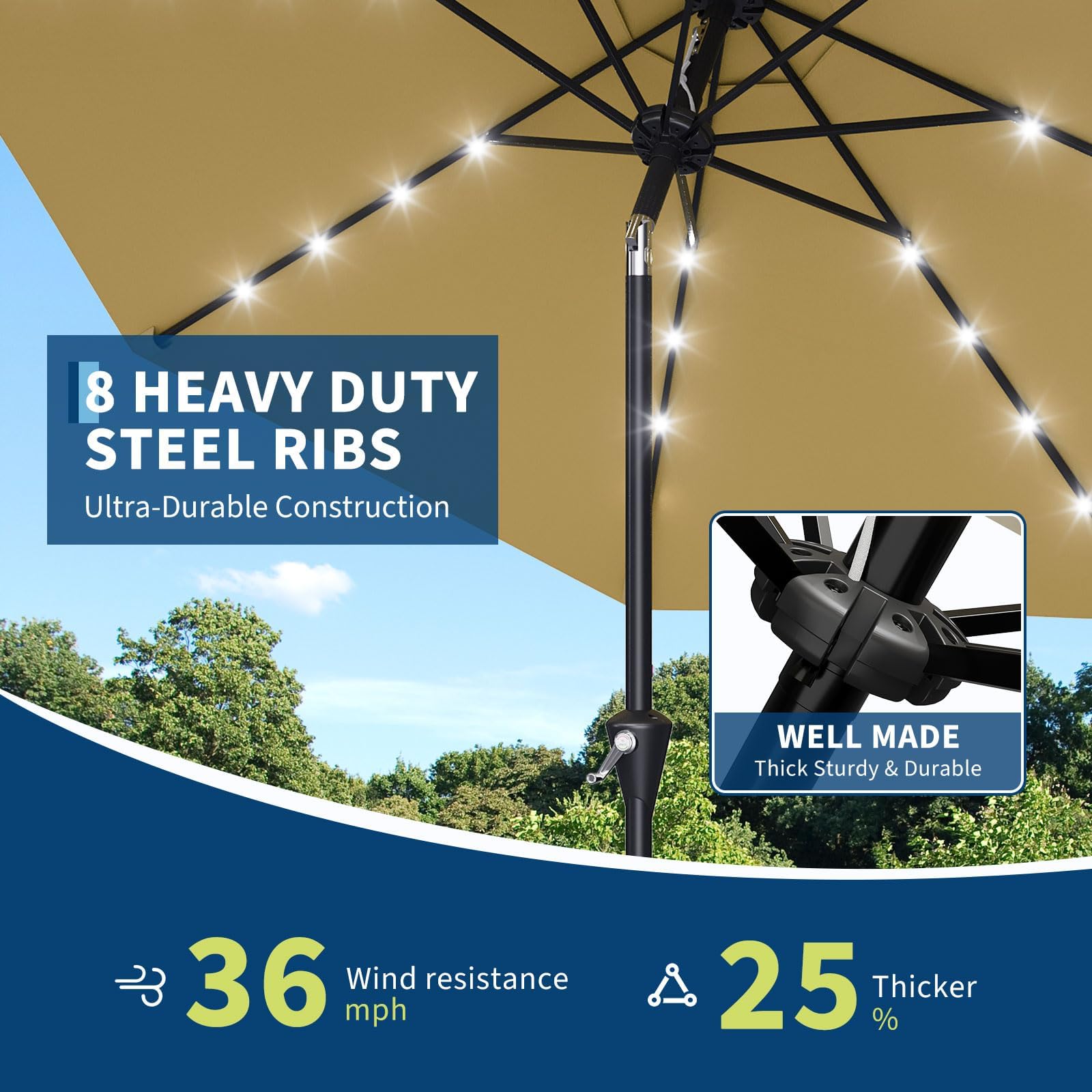 10FT Solar Powered Patio Umbre - Smart Garden Umbrella ulasan dan harga