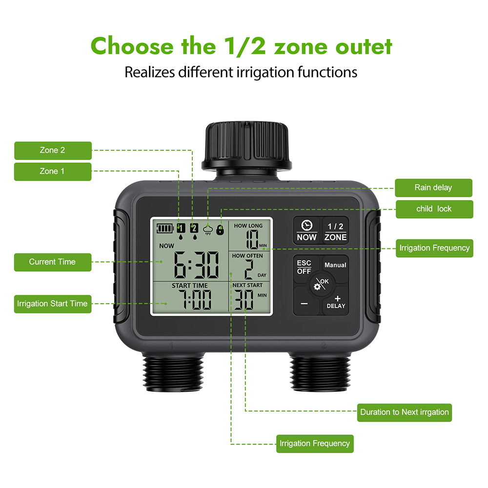 Dual Zone Independent Display  - Smart Garden Sprinkler ulasan dan harga