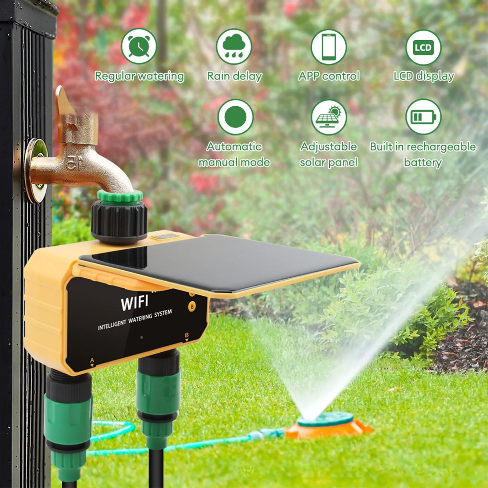 Solar WiFi Smart Irrigation Ti - Smart Garden Sprinkler ulasan dan harga