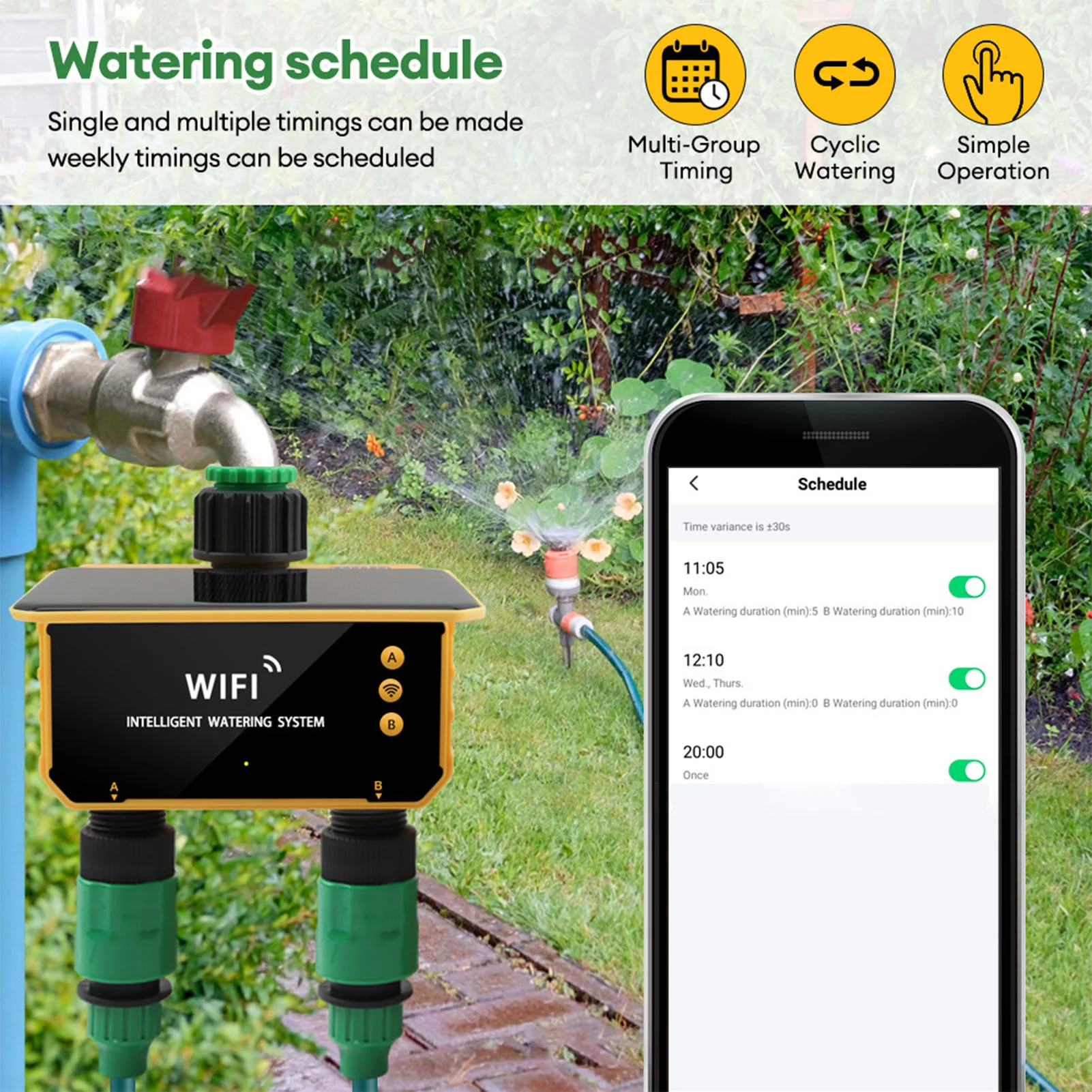 Solar WiFi Smart Irrigation Ti - Smart Garden Sprinkler ulasan dan harga